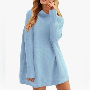 ANRABESS Women’s Oversized Long Sleeve Tunic Pullover, Size XS in Blue